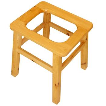Solid wood toilet stool with basin and lid and handle toilet chair