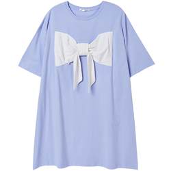 yso nightgown ແມ່ຍິງ summer ໃຫມ່ pajamas ຝ້າຍຂອງແມ່ຍິງທີ່ບໍລິສຸດຂອງ lust ຄໍເຕົ້າໄຂ່ທີ່ແຂນສັ້ນ bow high-end ແມ່ຍິງໃສ່ເຮືອນ B