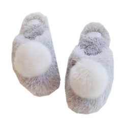 Japanese furry light luxury high-end autumn and winter plush warm and cute fur ball slippers non-slip waterproof home shoes comfortable