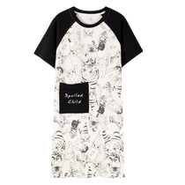 2024 New Cartoon Sleeping Dress Summer Womens Thin Cotton Short Sleeves Lady Pyjamas Big Code Loose Cute Family Clothes