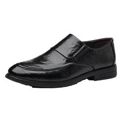 Plover皮鞋男士秋季新款真皮商务正装鞋英伦风尖头黑色软底上班鞋