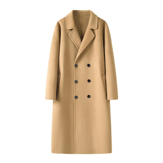 100% wool long, above-the-knee double-sided cashmere coat