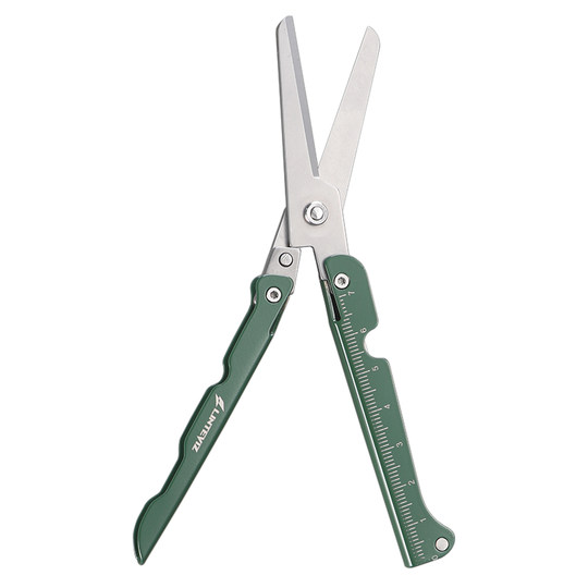 Lingterui Mini EDC Stainless Steel Folding Scissors Multifunctional Outdoor Emergency Portable Scale Camping