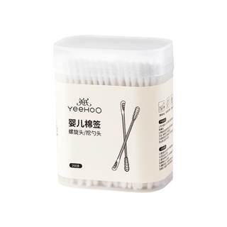 Ying's newborn baby cotton swab ear spoon spiral double-headed baby newborn baby ear nose cleaning stick 200 pieces