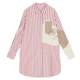 Mystery pink striped shirt dress 2025 spring new retro literary embroidered H-shaped dress 251ML0114
