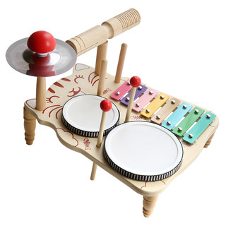 Kindergarten multifunctional wooden drum set