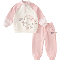 Hello Kitty co-branded David Bella girls trousers set 2024 autumn new childrens sweatshirt two-piece set