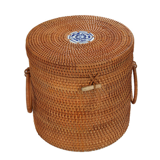 Vietnamese handmade rattan moisture-proof tea cans large size 7 cakes