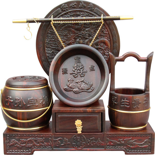 Mahogany three-piece wedding dowry descendants treasure bucket