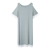 Embrys E-BRA modal round neck lace nightgown womens long strapless home dress KL00102