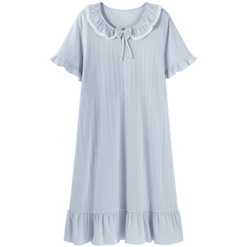 Nightgown Summer ຂອງແມ່ຍິງ 2024 ຝ້າຍບໍລິສຸດໃຫມ່ Sexy ແມ່ຍິງ Summer ຂະຫນາດຂະຫນາດໃຫຍ່ແມ່ລົມສົດ Pajamas ແມ່ຍິງ Summer Style