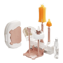 Portable bottle cleaning brush newborn baby special drain rack silicone pacifier cleaning brush storage box travel size
