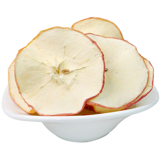 Dried apples, original flavored tea and water, dried fruit slices