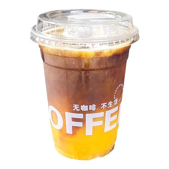One -time packing cup 98 caliber PET plastic transparent thick milk tea beverage Coffee coffee commercial ins