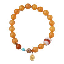 Potala Palace Beeswax Red Flesh Tiger Tooth Dzi Beads Bracelet Agate Turquoise Southern Red Duobao Bracelet as a gift for mother