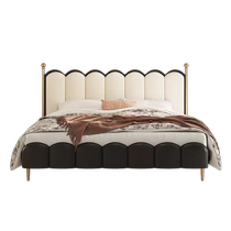 Dongxiong light luxury leather bed French retro cream wind ripple wave bed master bedroom new high-end atmospheric double bed