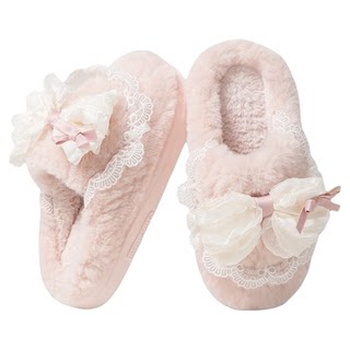 棉拖鞋女秋冬季2025新款室内家居蝴蝶结可爱少女心防滑毛毛拖鞋女