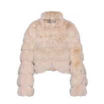 (Self-operated) Ozlana stand-up collar fox fur cloud fur lady style winter fur all-in-one jacket top for women