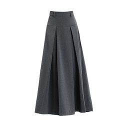 Large size giant thin skirt gray a-line suit skirt long pear-shaped figure wearing a pleated skirt to cover the crotch