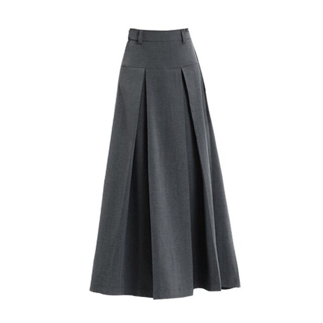 Large size slim gray A-line suit and long skirt