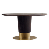 Sancini American light luxury black walnut color gold foil stainless steel round dining table neoclassical wine cabinet restaurant complete set of furniture