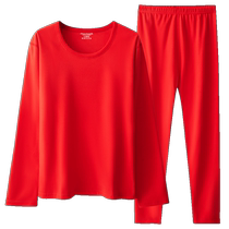 Thermal underwear womens suit in the year of the animal thickened and velvet hot red autumn clothes and long trousers men are getting married in the Year of the Rabbit