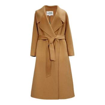 Shengyuzhu ເຄື່ອງນຸ່ງລະດູຫນາວສ່ວນບຸກຄົນ Lace-Up Waist Slimming Multi-Color Large Lapel Single-Row Two-button Mid-Length Jacket for Women