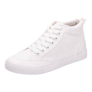 Versatile students summer breathable canvas shoes men's high-top white shoes men's trendy shoes casual sneakers mid-top white shoes