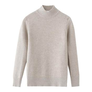 Women's autumn and winter thickened velvet half turtleneck sweater