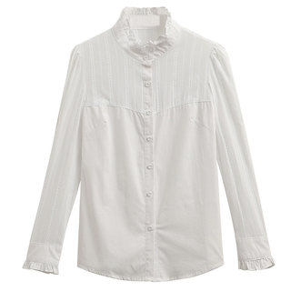 New spring and autumn cotton stand collar fungus versatile style shirt