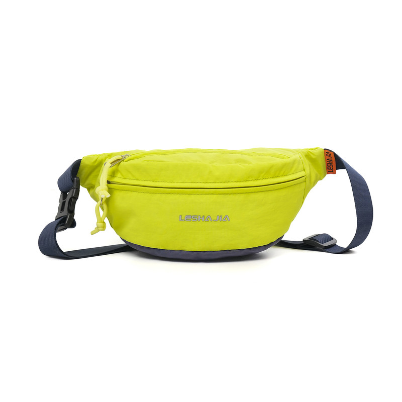 Fluorescent green Japanese niche design casual chest bag for men and women lightweight waterproof one-shoulder cross-body sports small waist bag