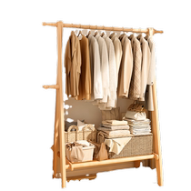 Retro solid wood coat rack bedroom home floor-standing clothes rack beech wood clothes drying rack indoor vertical simple clothes rack