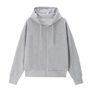 佐丹奴休闲外套女秋冬新款华夫格连帽插肩袖运动卫衣开衫13375102