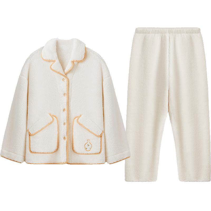 Couple bubble velvet pajamas red bean thickened winter