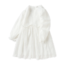 Balabala childrens dress girls spring texture love white skirt sweet middle-aged children fashionable round neck cute