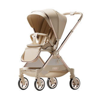 Push rod reversible stroller with four-wheel intelligent control for sitting and lying down