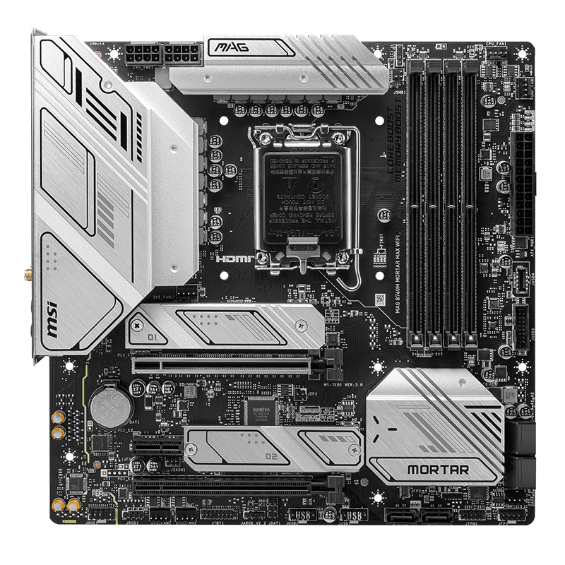 MSI微星B760M主机板 DDR5电脑主机板 LGA1700平台主机板 WIFI二代迫击砲主机板 台式机用Micro-ATX主机板