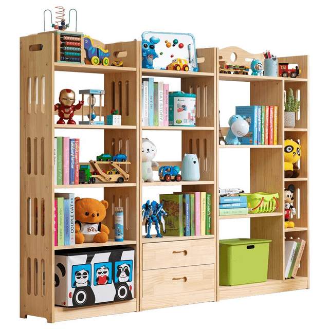 Solid wood bookshelves floor-standing cabinet on desktop