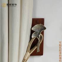 High-end high-end wall new Chinese style window curtains rope-free punch hook instead of solid wood wall hook curtain fixed wall hook buckle tie