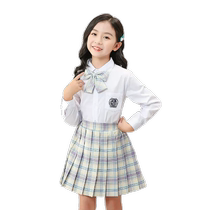 Childrens jk uniform girls spring and autumn half-length skirt pleated skirt genuine primary school student summer dress new suit plaid