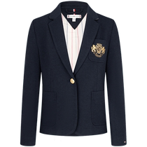 Tommy 24 New Autumn and Winter Womens Wool College Badge Embroidered Slim Fit Blazer WW0WW42997