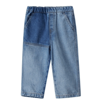 (Same style for big and small children) Gap Boys 2024 Autumn New Cotton Splicing Jeans Childrens Wear 642554