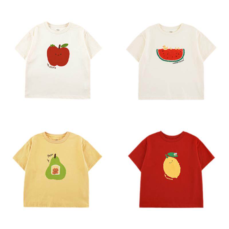 Youyou boys 2026 new short-sleeved round neck loose t-shirt summer trendy brand fruit print half-sleeved children's top