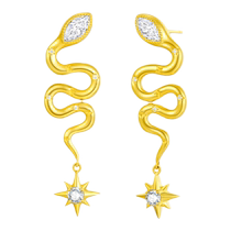 Chow Tai Sang DC streamer Snake sterling silver earrings gilt luster retro fashion earrings as a holiday gift for his girlfriend