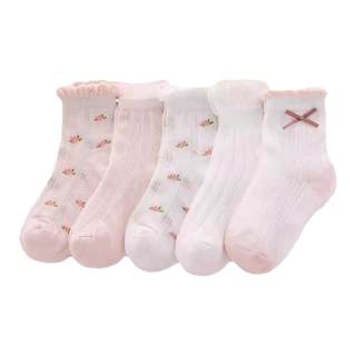 Children's socks summer mid-tube girls mesh breathable socks spring and summer thin large, medium and small children's cute socks girls