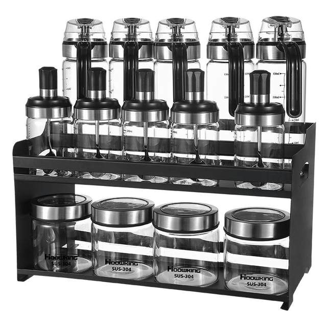 High-end kitchen seasoning jar glass combination set