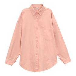 Design niche pink shirt for women petite spring and summer thin long-sleeved loose slim versatile tops and jackets