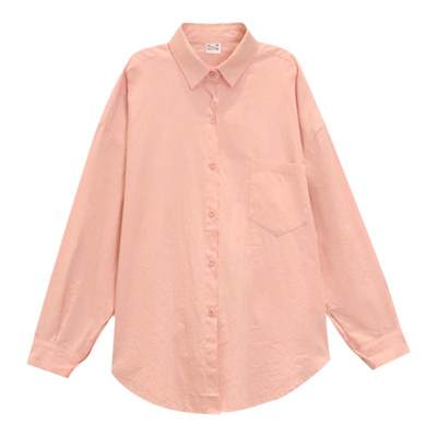 Design sense niche pink shirt female small spring and summer thin section long-sleeved loose and thin all-match top coat