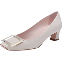 (Self-operated) Roger Vivier womens patent leather square toe thick heel single shoes pumps RVW44815280D1P