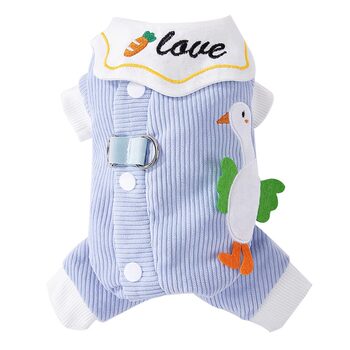 Puppy dog clothes pet clothing teddy bichon schnauzer small dog autumn and winter swan four-legged traction cotton coat